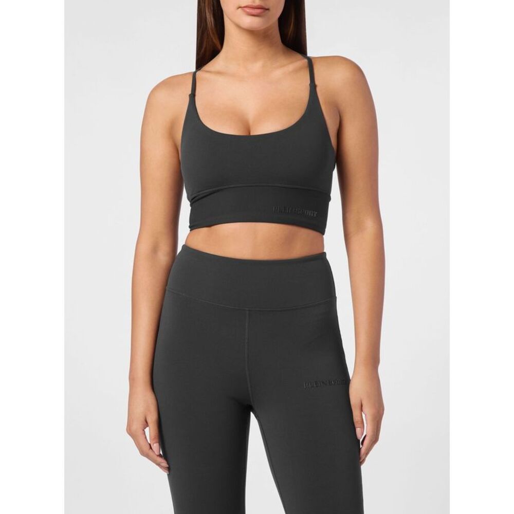 Plein Sport Cropped Sports Bralette Top With Criss-Cross Straps